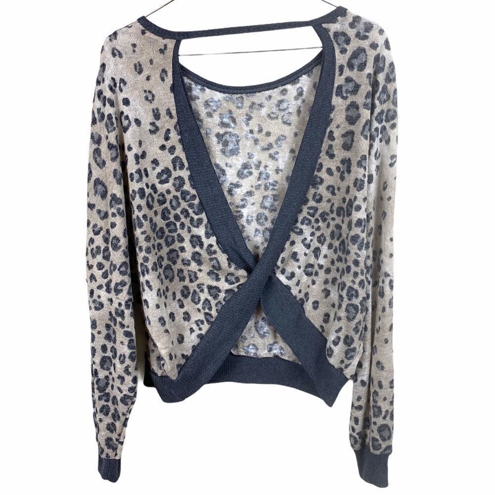 Hummingbird Leopard Print Open back sweater